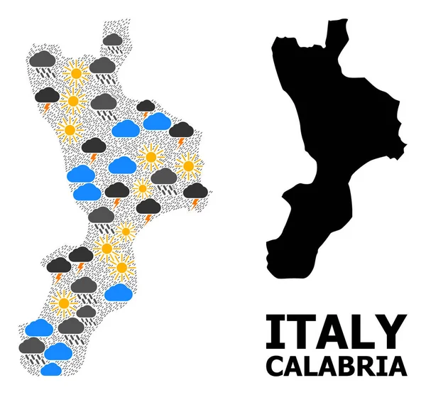 Clima Mosaico Mapa de Calabria — Vector de stock