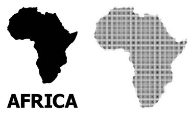 Vektör Halftone Mozaik ve Afrika Katı Haritası