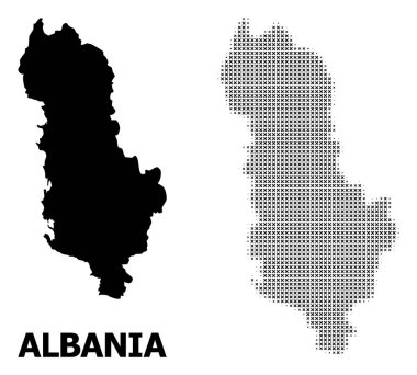 Vektör Halftone Deseni ve Arnavutluk Katı Haritası
