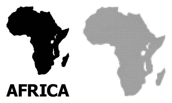 Patrón de semitono vectorial y mapa sólido de África — Vector de stock