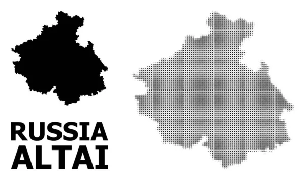 Vector medio tono mosaico y sólido mapa de la República de Altai — Vector de stock