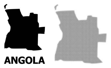 Vektör Halftone Mozaik ve Angola Katı Haritası