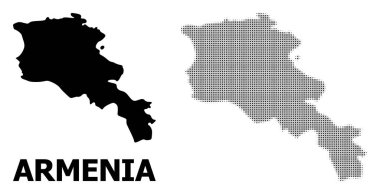 Vektör Halftone Deseni ve Ermenistan Katı Haritası