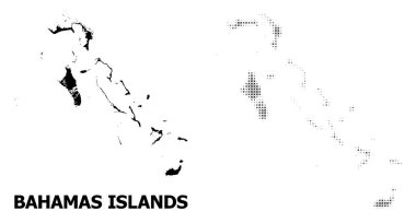 Vektör Halftone Desen ve Bahamaadaları Katı Haritası