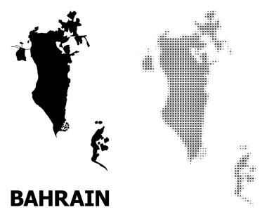 Vektör Halftone Desen ve Bahreyn Katı Haritası