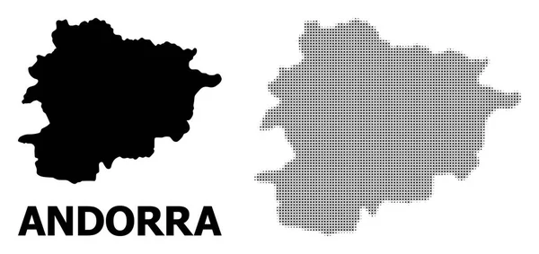 Patrón Vector Halftone y Mapa Sólido de Andorra — Vector de stock