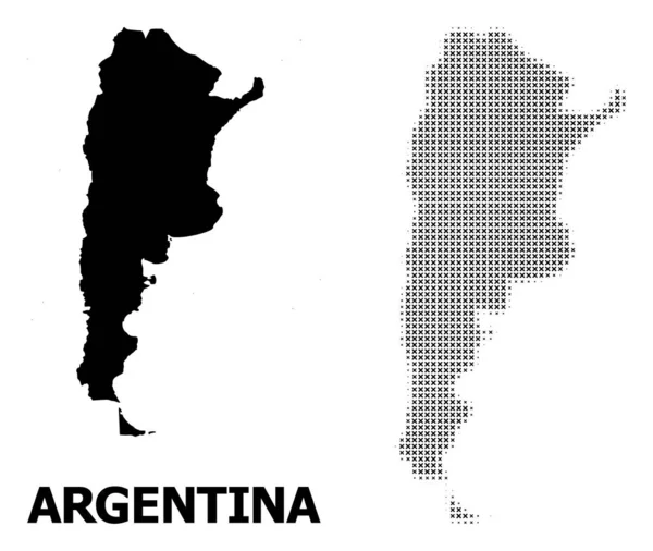 Padrão de meio-tom vetorial e mapa sólido da Argentina — Vetor de Stock