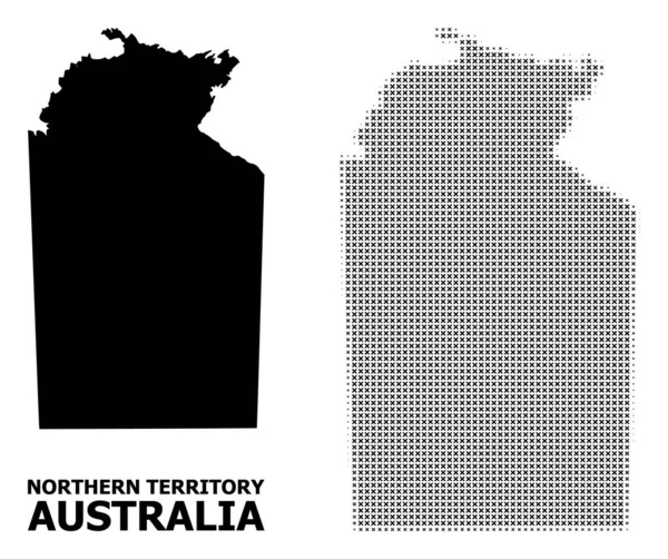 Mosaïque vectorielle Halftone et carte solide du Territoire australien du Nord — Image vectorielle