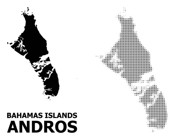 Patrón Vector Halftone y Mapa Sólido de Bahamas - Isla Andros — Vector de stock