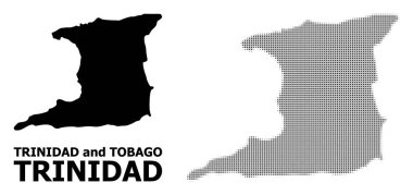 Trinidad Adası Vektör Halftone Deseni ve Katı Haritası