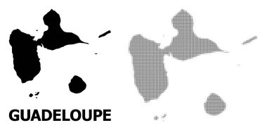 Vektör Halftone Mozaik ve Guadeloupe Katı Haritası