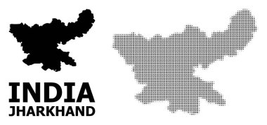 Vektör Halftone Mozaik ve Jharkhand Devlet Katı Haritası