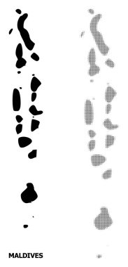 Vektör Halftone Desen ve Maldivler Katı Haritası
