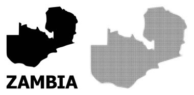 Vektör Halftone Mozaik ve Zambiya Katı Haritası