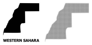 Vektör Halftone Mozaik ve Batı Sahra Katı Haritası