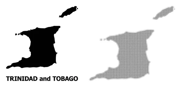 Vector medio tono mosaico y mapa sólido de Trinidad y Tobago — Vector de stock