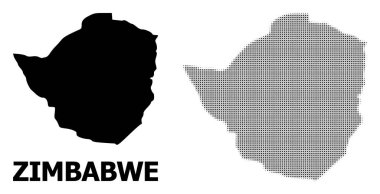 Vektör Halftone Desen ve Zimbabve Katı Haritası