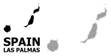 Vektör Halftone Deseni ve Las Palmas Eyaleti Katı Haritası