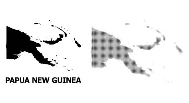 Papua Yeni Gine Vektör Halftone Deseni ve Katı Haritası