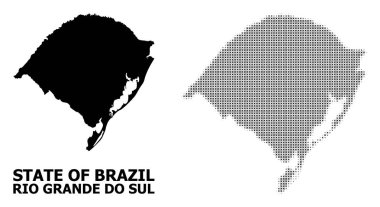 Vektör Halftone Mozaik ve Rio Grande Do Sul Devlet Katı Haritası