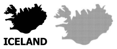 Vektör Halftone Deseni ve İzlanda Katı Haritası