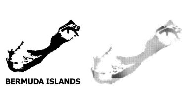 Vektör Halftone Deseni ve Bermuda Adaları Katı Haritası
