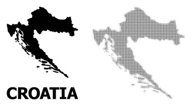 Vektör Halftone Mozaik ve Hırvatistan Katı Haritası