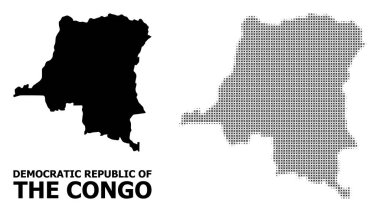 Vektör Halftone Desen ve Kongo Demokratik Cumhuriyeti Katı Haritası