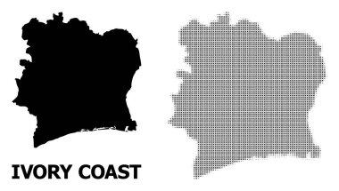 Vektör Halftone Deseni ve Fildişi Sahili Katı Haritası
