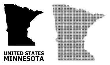 Vektör Halftone Desen ve Minnesota State Katı Haritası