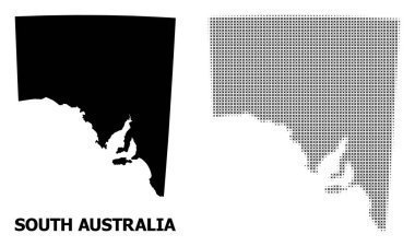 Vektör Halftone Deseni ve Güney Avustralya Katı Haritası