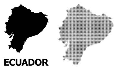 Vektör Halftone Deseni ve Ekvador Katı Haritası