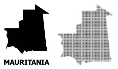 Vektör Halftone Mozaik ve Moritanya Katı Haritası