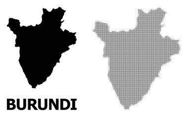 Vektör Halftone Deseni ve Burundi Katı Haritası