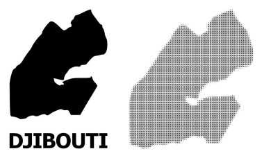 Vektör Halftone Mozaik ve Cibuti Katı Haritası