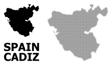 Cadiz İlinvektör Halftone Deseni ve Katı Haritası