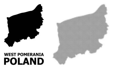 Vektör Halftone Deseni ve Batı Pomeranya Eyaleti Katı Haritası
