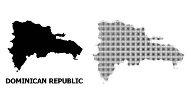 Vektör Halftone Deseni ve Dominik Cumhuriyeti Katı Haritası