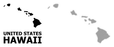 Vektör Halftone Desen ve Hawaii Devlet Katı Haritası