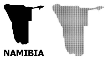 Vektör Halftone Mozaik ve Namibya Katı Haritası
