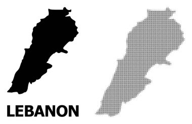 Vektör Halftone Mozaik ve Lübnan Katı Haritası