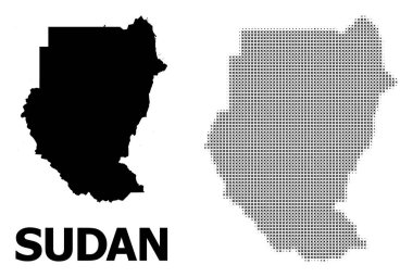 Vektör Halftone Deseni ve Sudan Katı Haritası