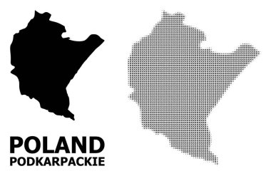 Podkarpackie Eyaleti Vektör Halftone Deseni ve Katı Haritası