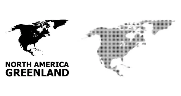 Vector Halftone Pattern and Solid Map of North America and Greenland