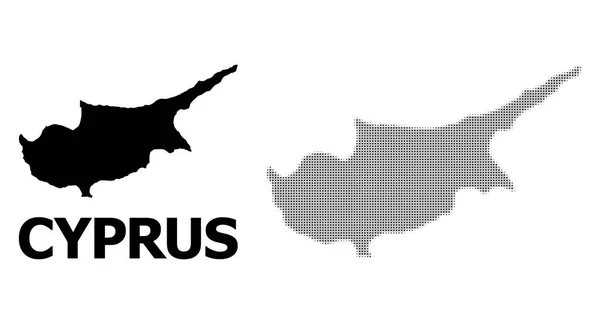 Vektor halvtoner mosaik och solid karta över Cypern Island — Stock vektor