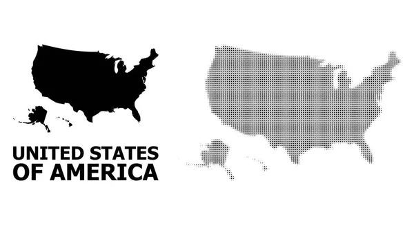 ベクトルハーフトーンパターンとアメリカ領地のソリッドマップ — ストックベクタ