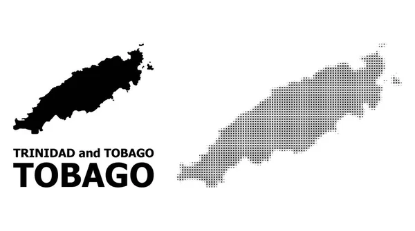 Векторна напівтонова мозаїка і тверда карта острова Тобаго — стоковий вектор