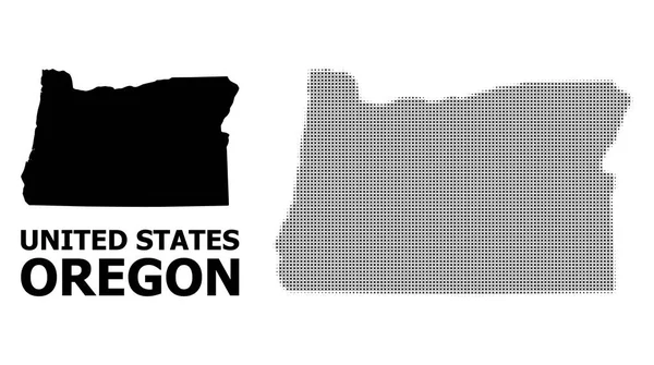 Vector medio tono mosaico y sólido mapa del estado de Oregon — Vector de stock