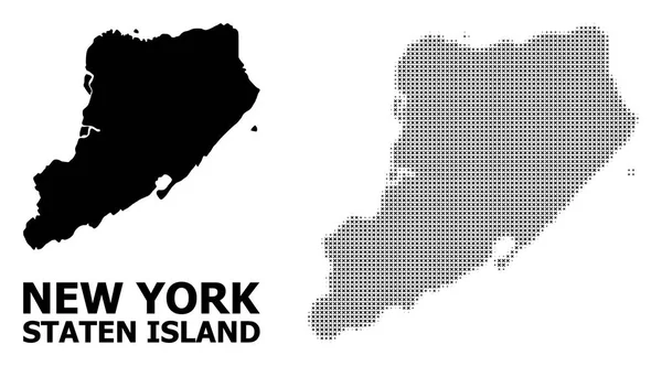 Staten Island Vektör Halftone Mozaik ve Katı Haritası — Stok Vektör