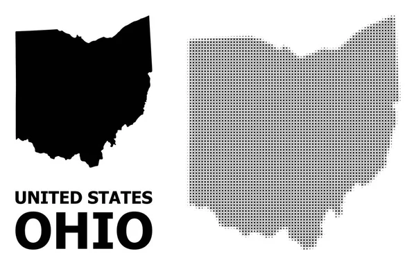 Modello di mezzitono vettoriale e mappa solida dello stato dell'Ohio — Vettoriale Stock